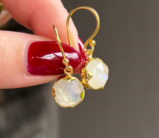 18kt Gold Vermeil Rainbow Moonstone Earrings