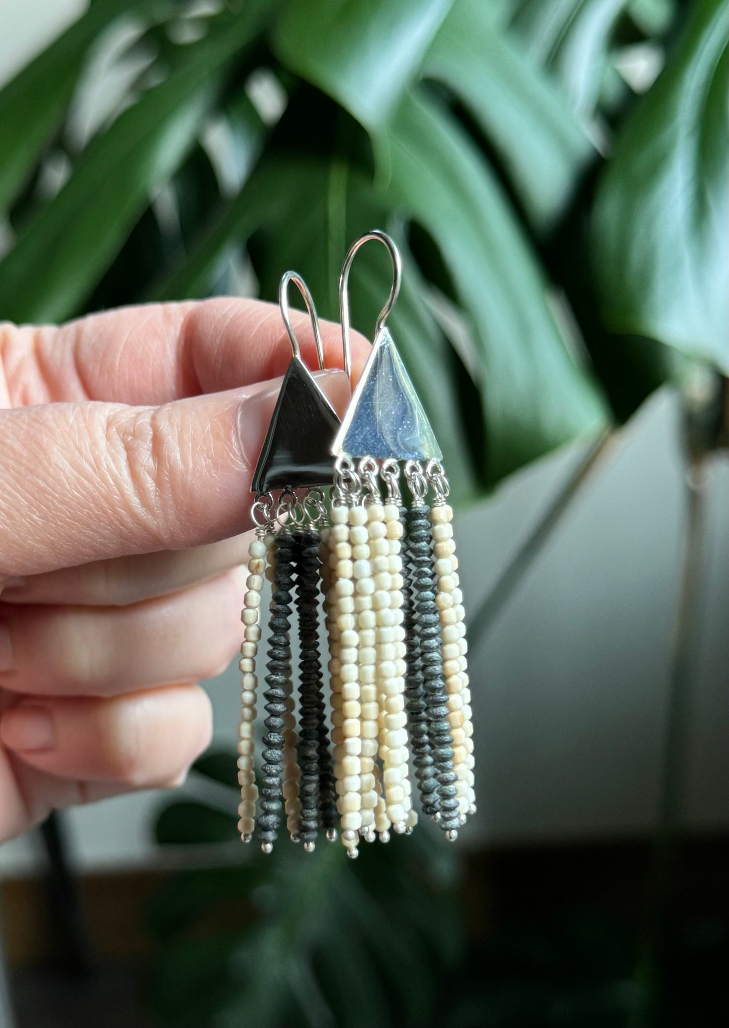 Mammoth Triangle Fringe Chandelier Earrings