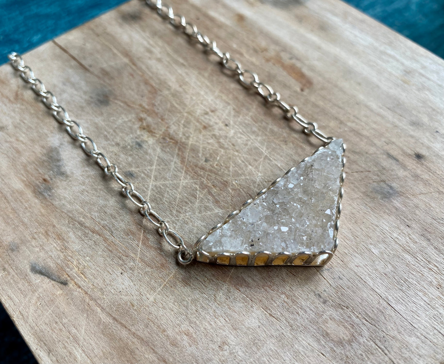 Druzy Inverted Triangle Necklace