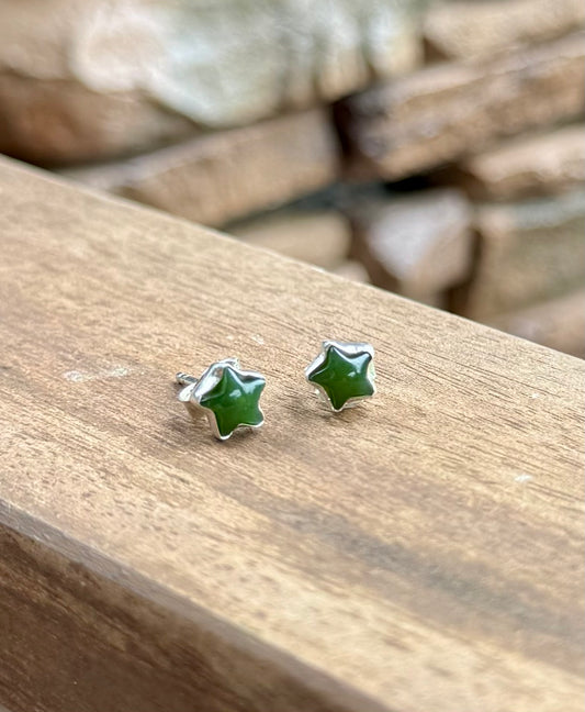 Tiny Jade Star Earrings