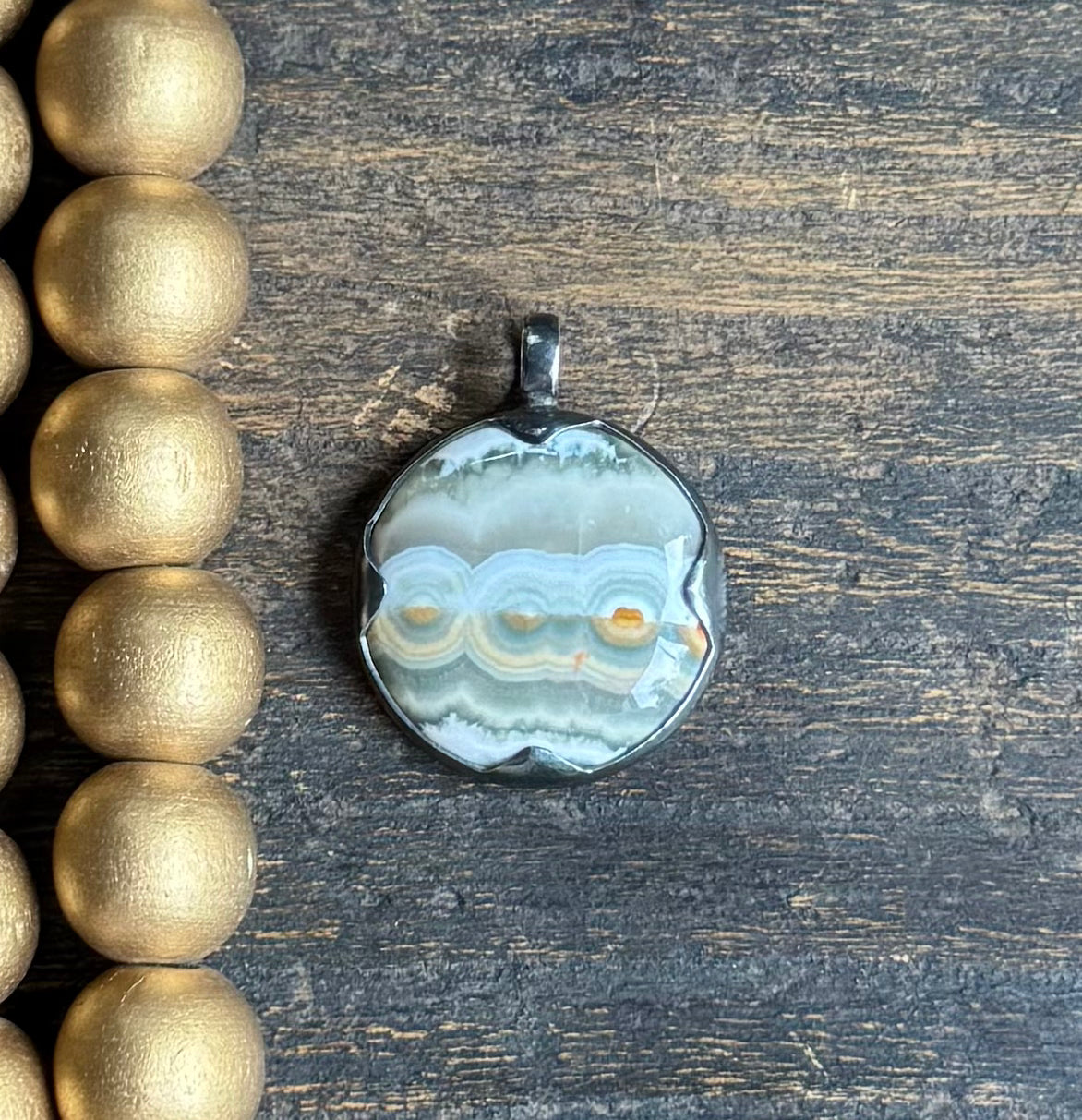 Ocean Jasper Round Spike Pendant