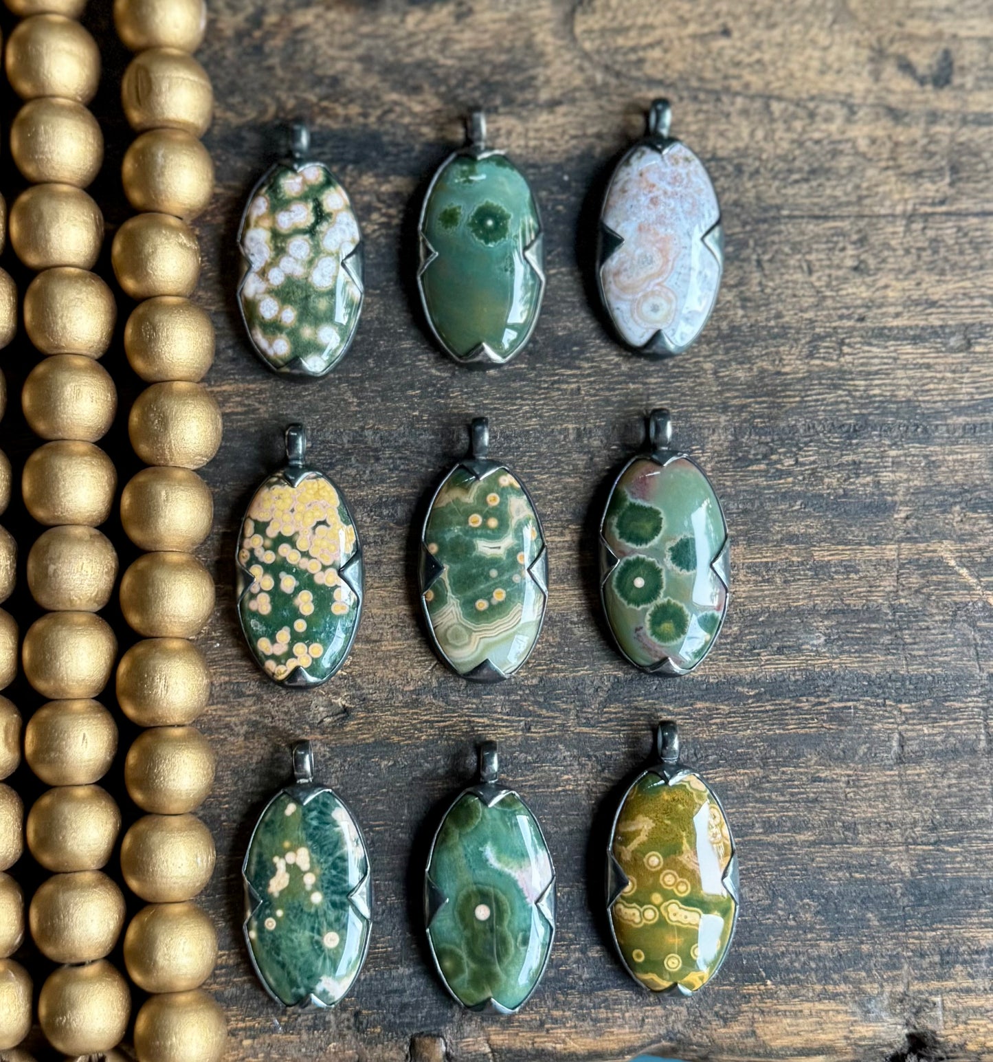 Ocean Jasper Oval Spike Pendant