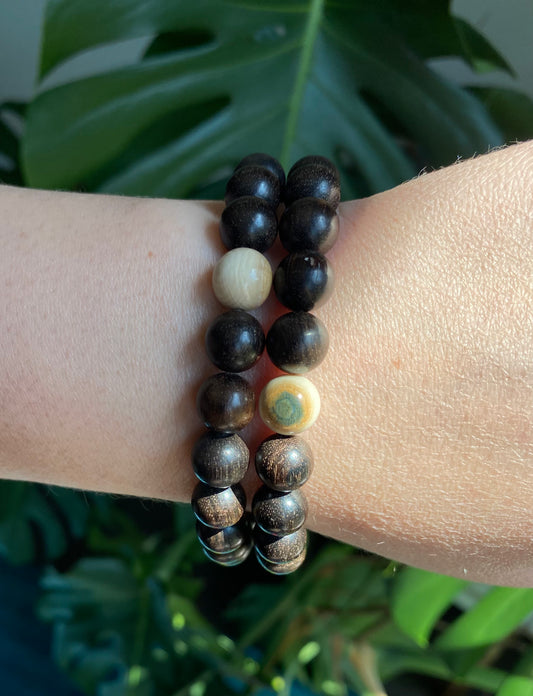 Men’s Blue Mammoth Ivory & Vintage Ebony Bracelet