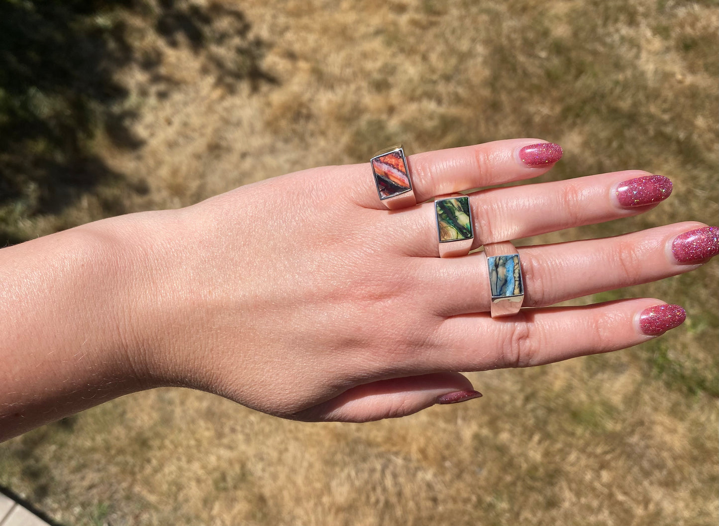 Fossil Mammoth Tooth Rectangle Ring