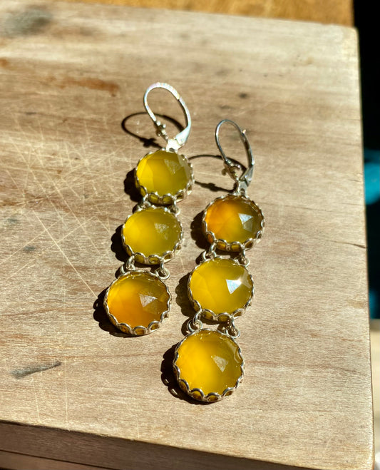 Faceted Round Citrine Earrings