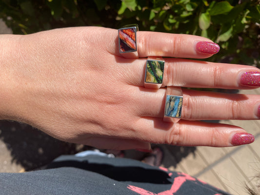 Fossil Mammoth Tooth Rectangle Ring