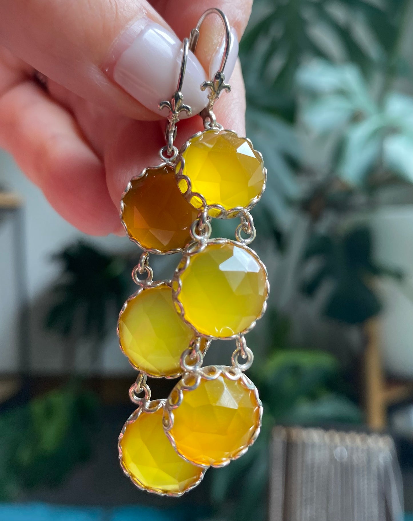 Faceted Round Citrine Earrings