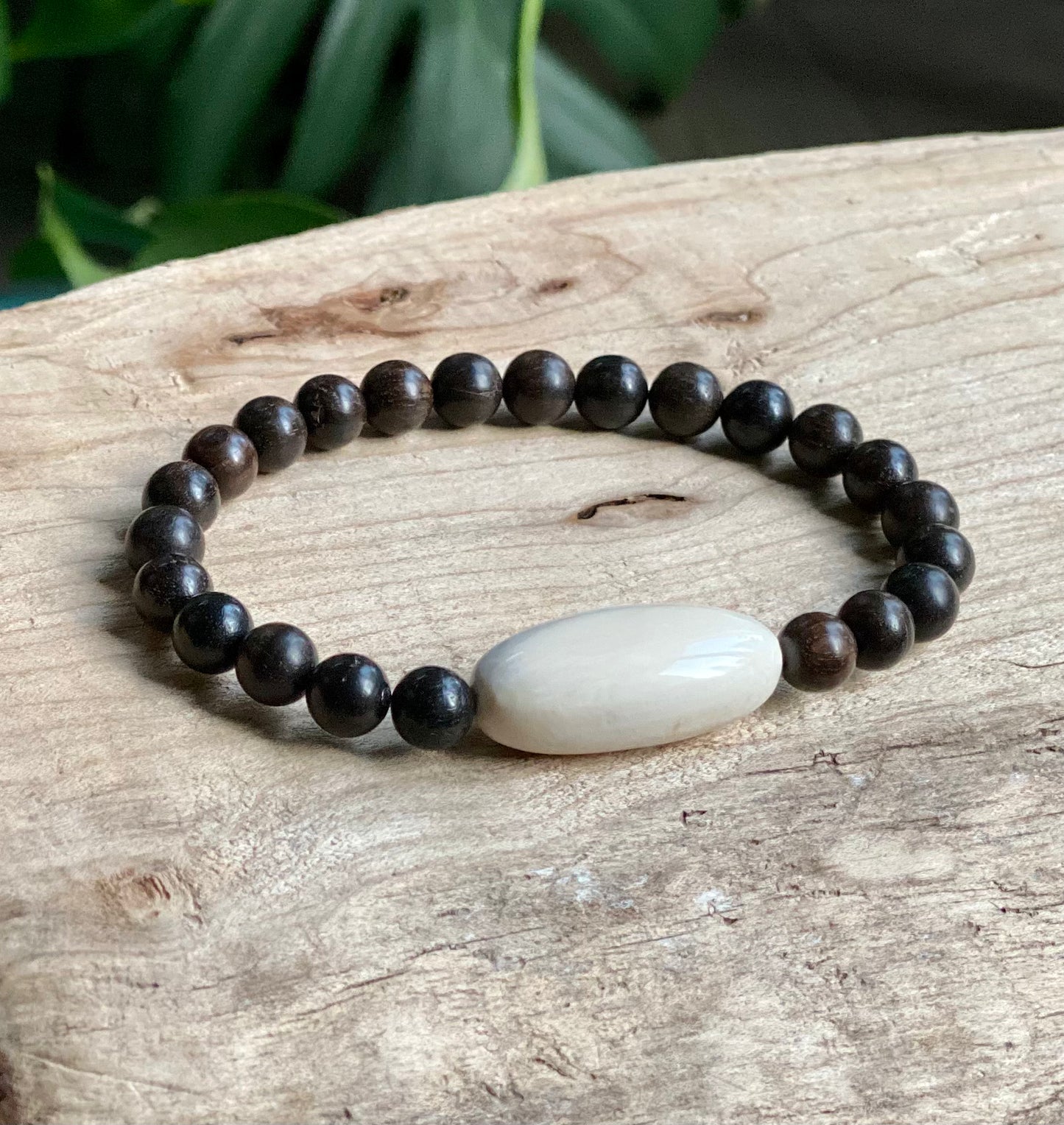 Oval Mammoth Ivory & Vintage Ebony Bracelet