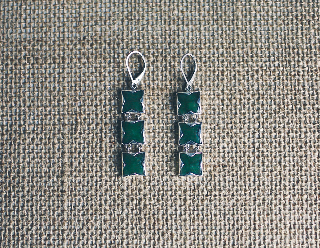 Triple Square Jade Essentials Earrings