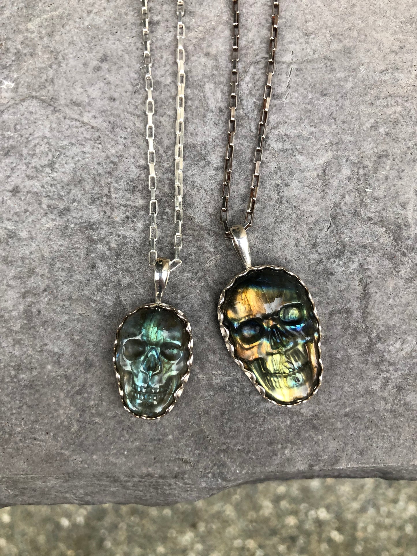 Labradorite Skull Pendant