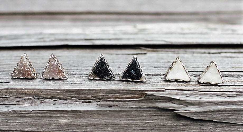Triangle Druzy Petal Earrings