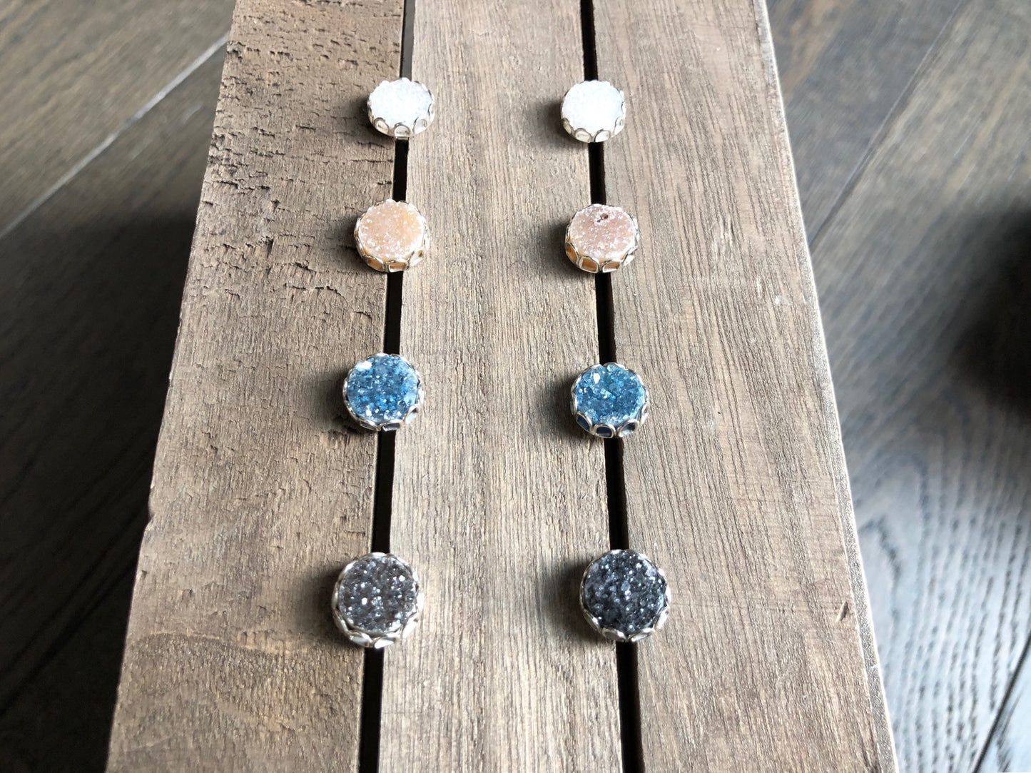 Round Druzy Petal Earrings