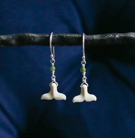 Whale Tail with Jade Earrings
