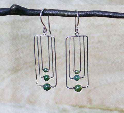 Jade Triple Rectangle Earrings