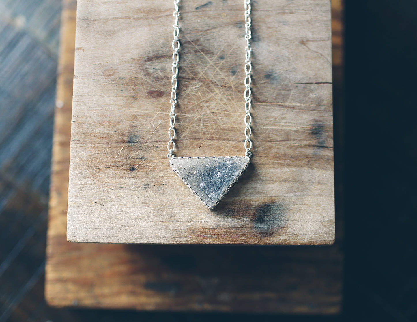 Druzy Inverted Triangle Necklace