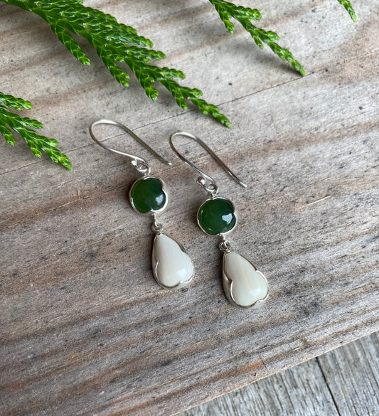 Essentials Jade + Mammoth Ivory Drop Earrings