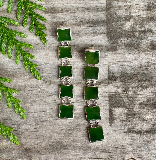 Jade Deco Squares Post Earrings