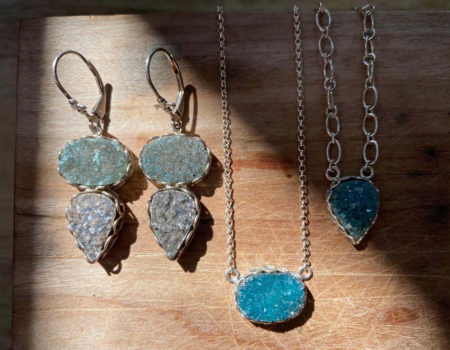 Mini Druzy Oval Pendant Necklace