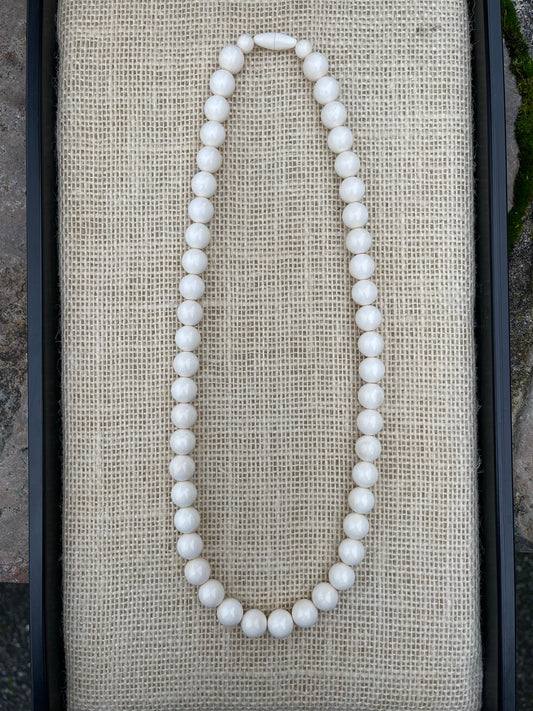12mm Mammoth Ivory Round Bead Necklace