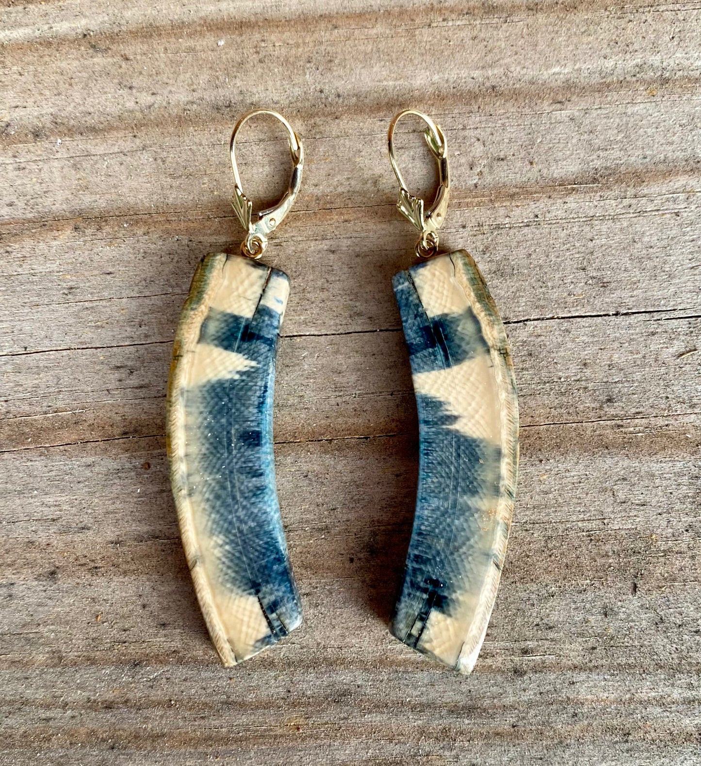 Blue Natural Tusk Earrings