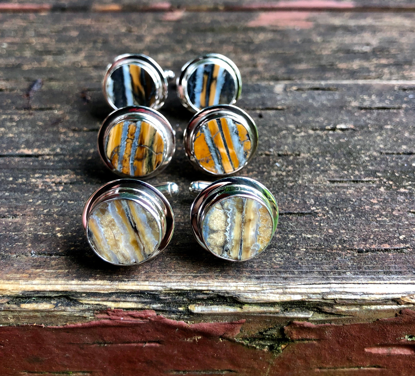Round Flat Mammoth Tooth Cufflinks