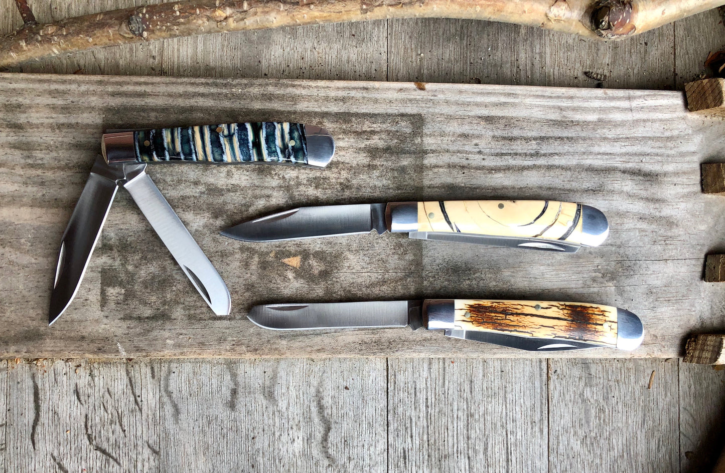 Double Blade Mammoth Tooth Trapper Pocket Knife
