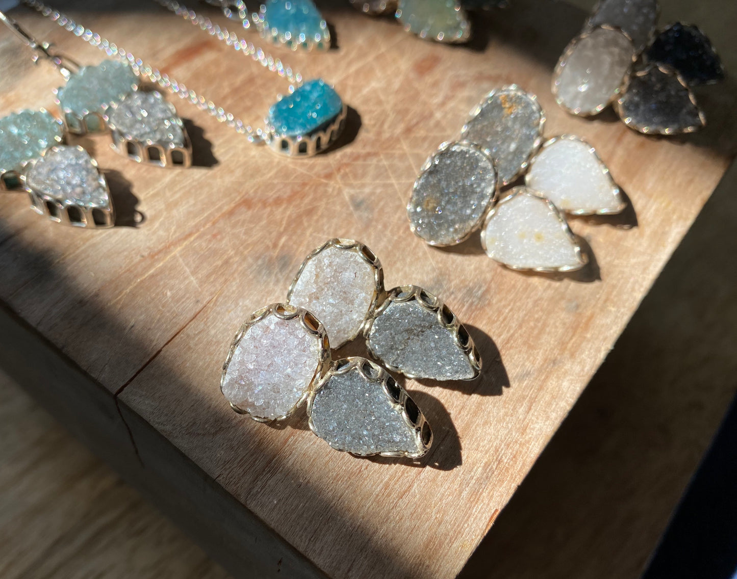 Mini Druzy Oval Pendant Necklace