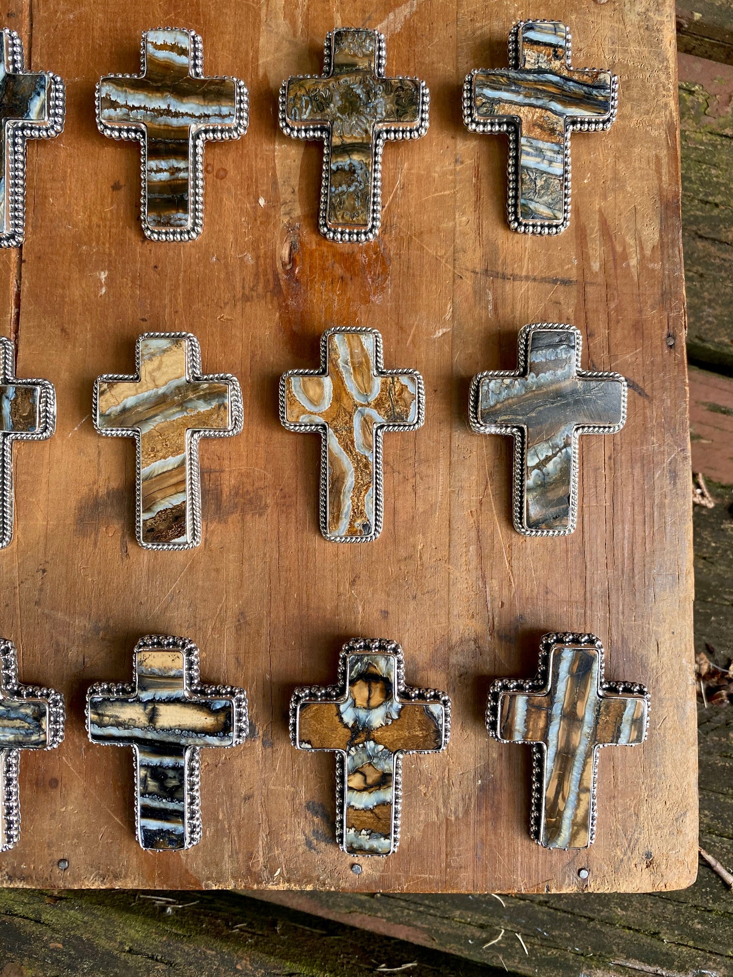 Mammoth Tooth Cross Pin Pendant