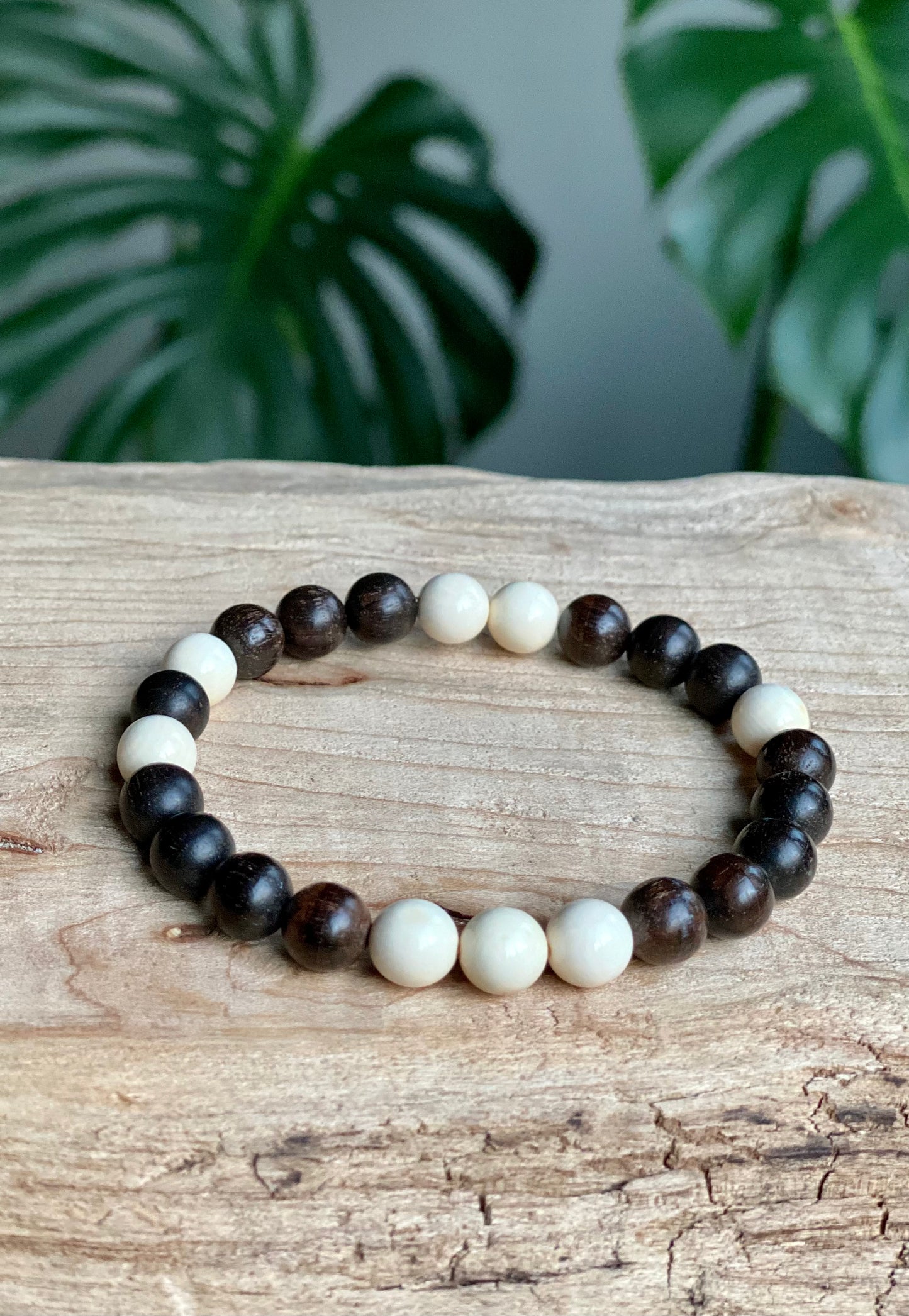 Vintage Ebony Wood & Mammoth Ivory Bracelet