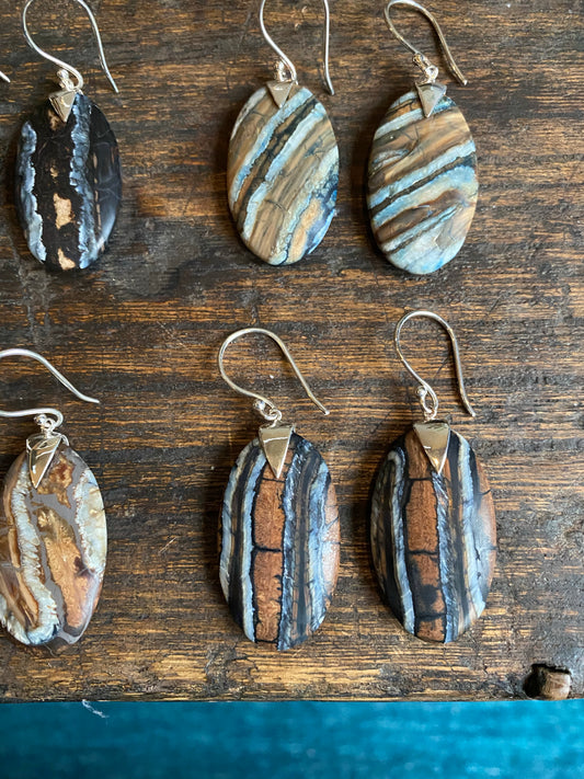 Mammoth Tooth Oval Spike Earrings