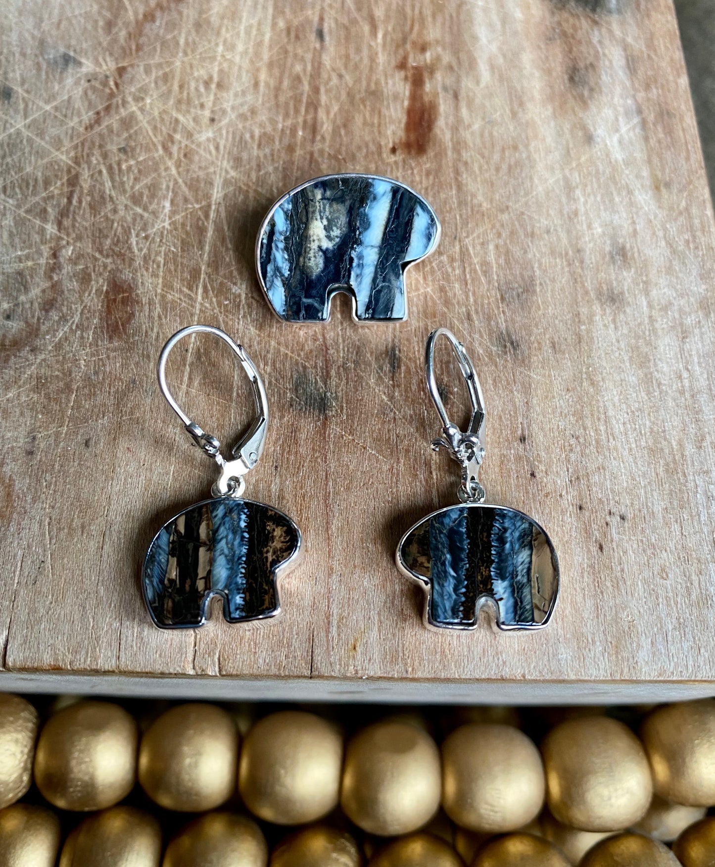 Mammoth Tooth Bear Lever Back Earrings