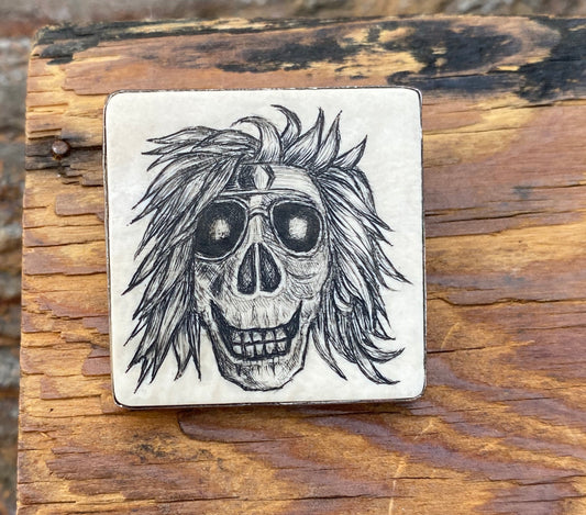 Scrimshaw Skull with Aviators Pin/Pendant
