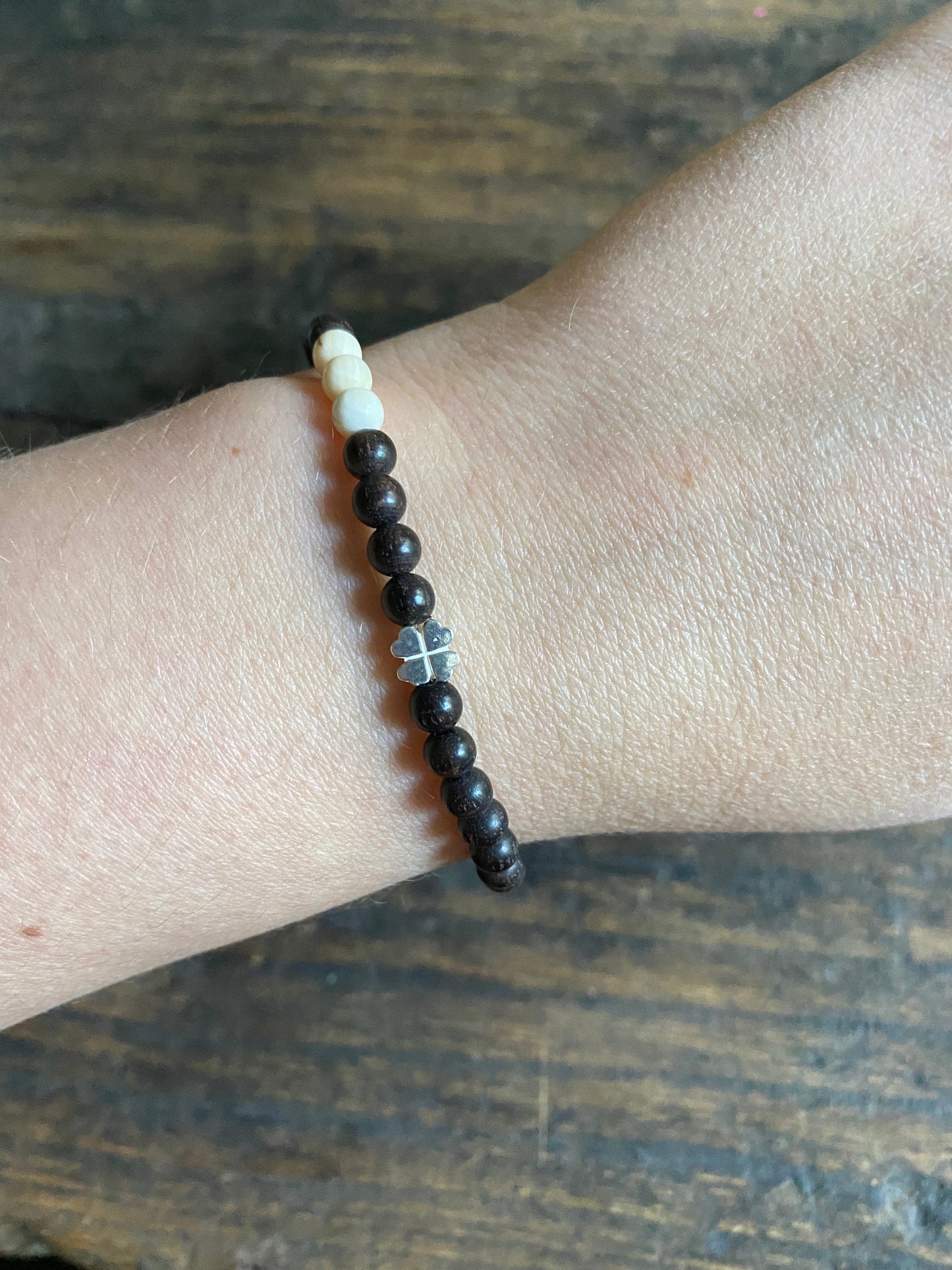 Sterling Silver + Mammoth Ivory Clover Bracelet