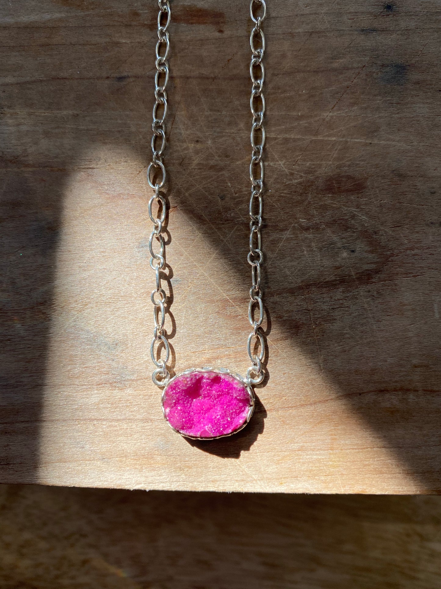 Mini Druzy Oval Pendant Necklace