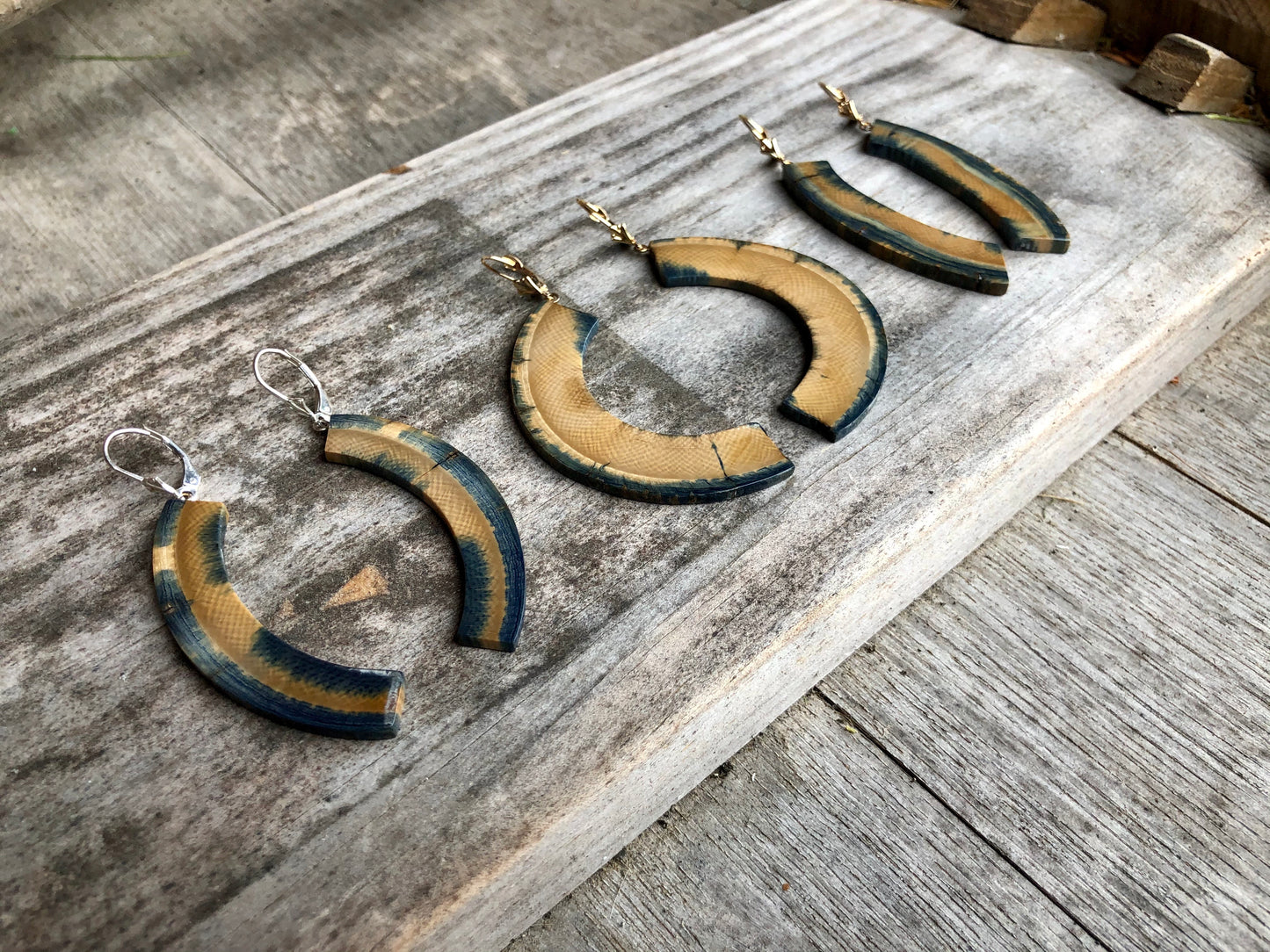 Blue Natural Tusk Earrings