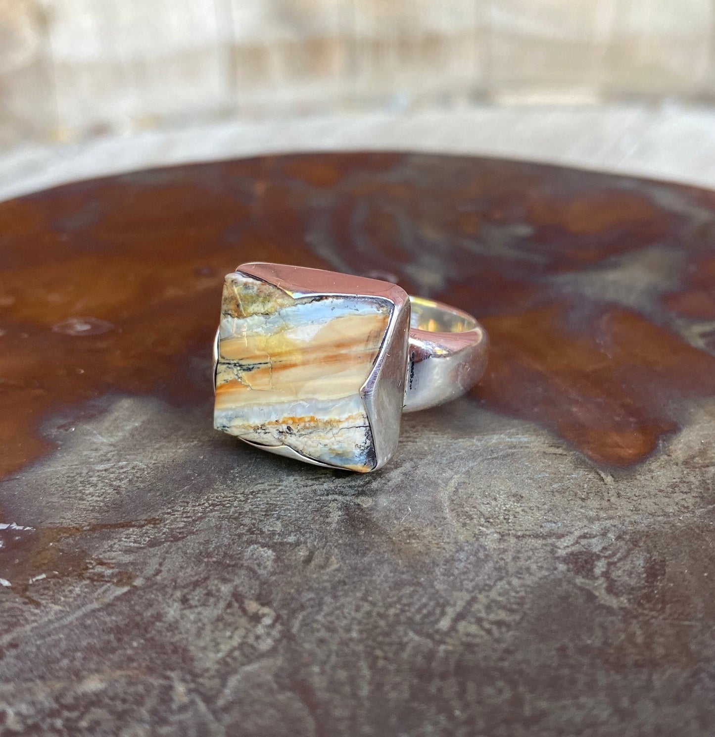 Square Mammoth Tooth Ring