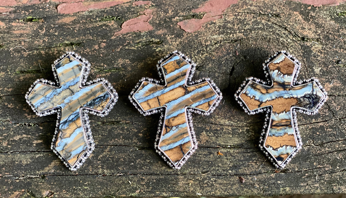 Mammoth Tooth Baroque Cross Pin Pendant