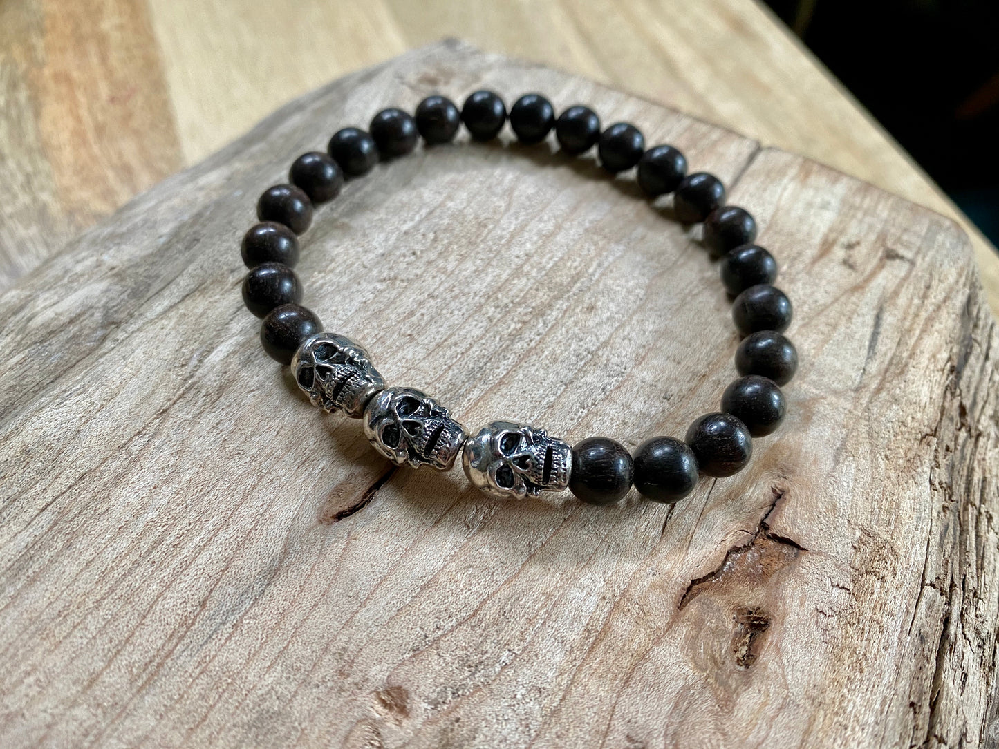 Sterling Skulls + Ebony Bracelet