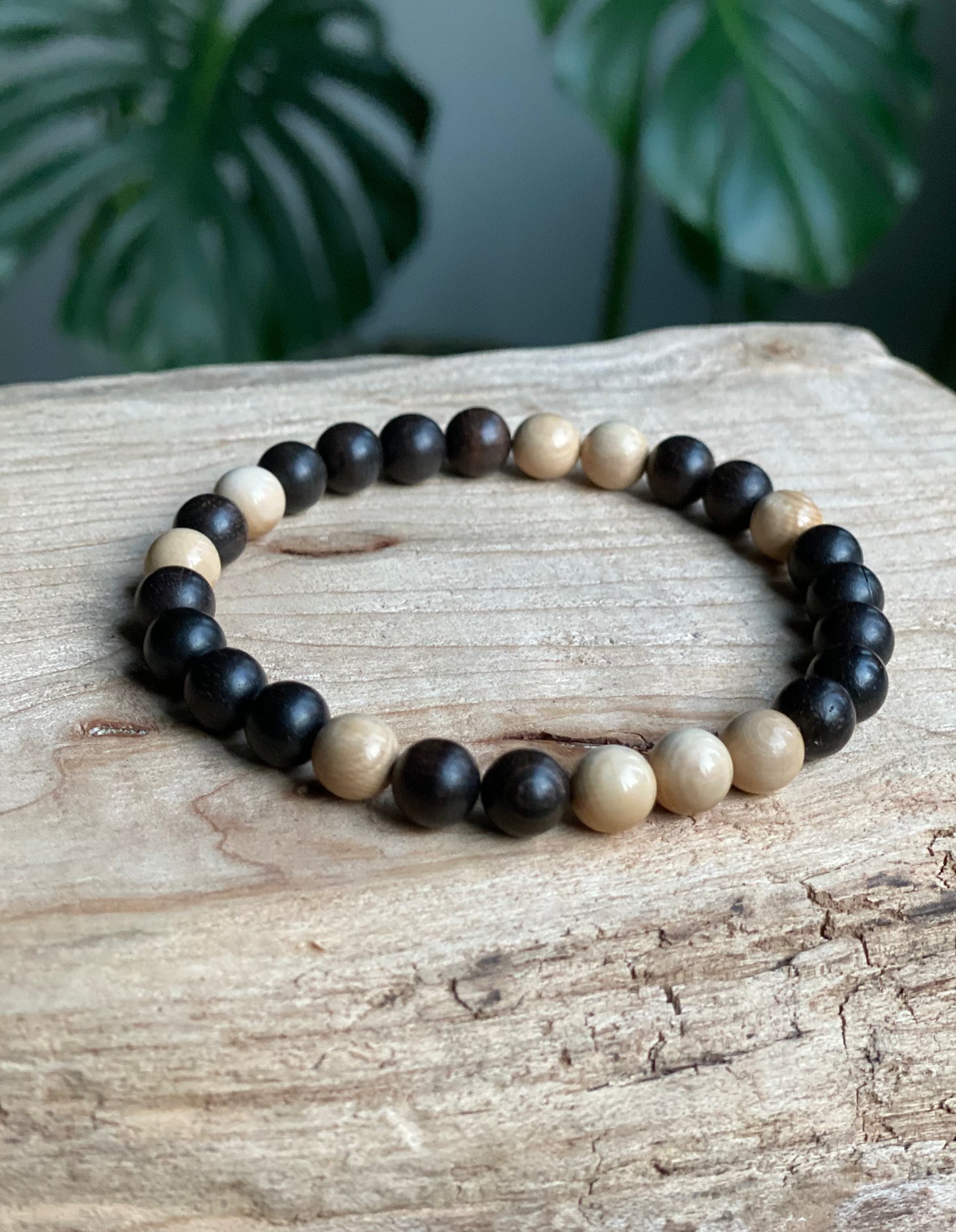 Vintage Ebony Wood & Mammoth Ivory Bracelet