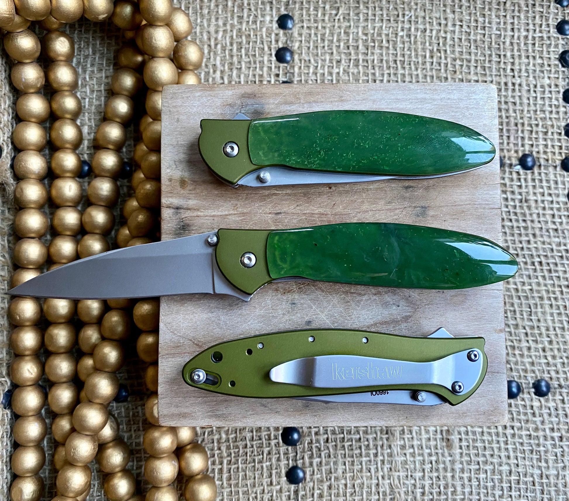 Kershaw Leek Jade Olive Accent Pocket Knife – Ivory Jacks