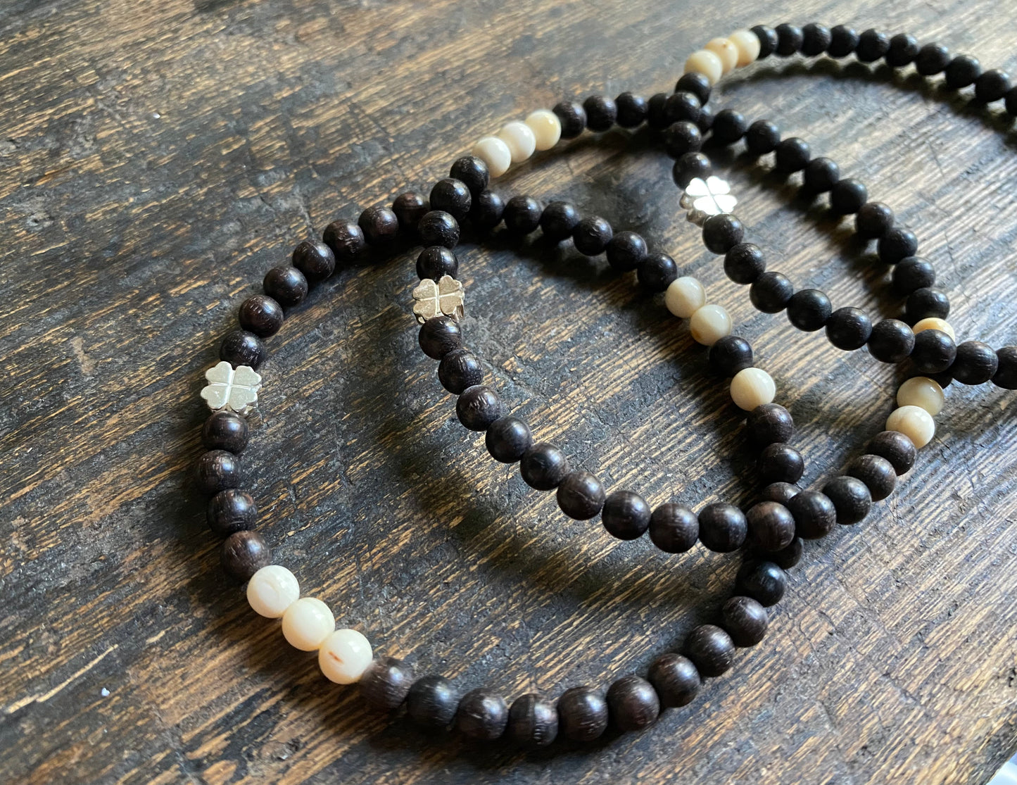 Sterling Silver + Mammoth Ivory Clover Bracelet