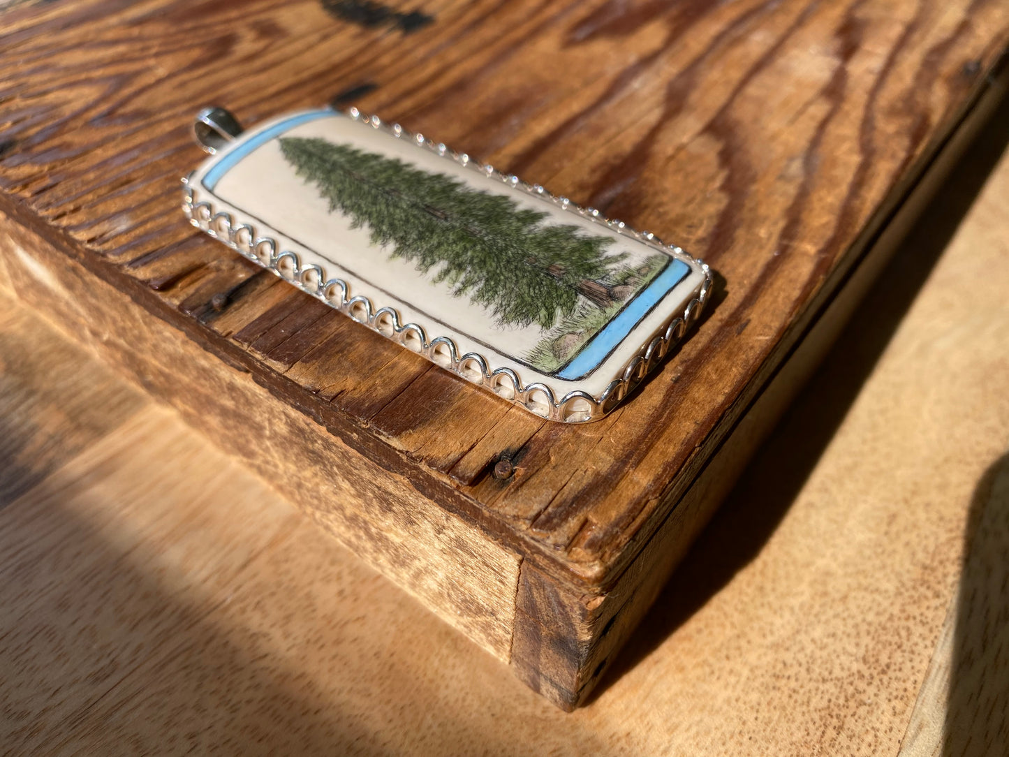 Scrimshaw Evergreen Tree Pendant