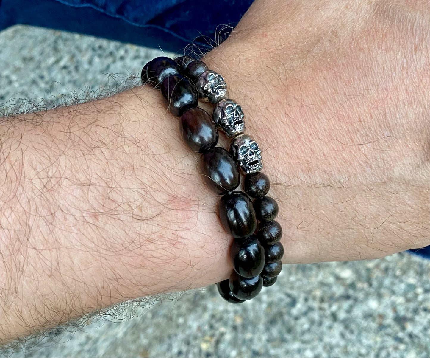 Sterling Skulls + Ebony Bracelet