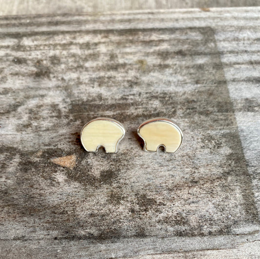 Mammoth Ivory Bear Post Earrings