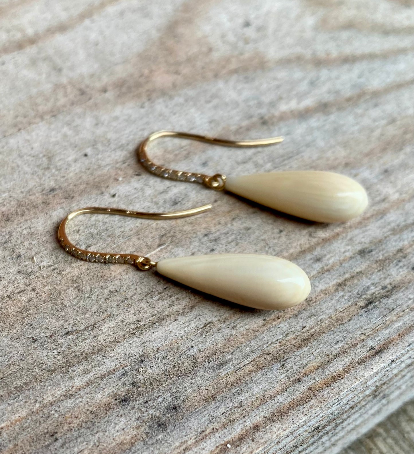 Small Diamond Pave + Mammoth Drop Earrings