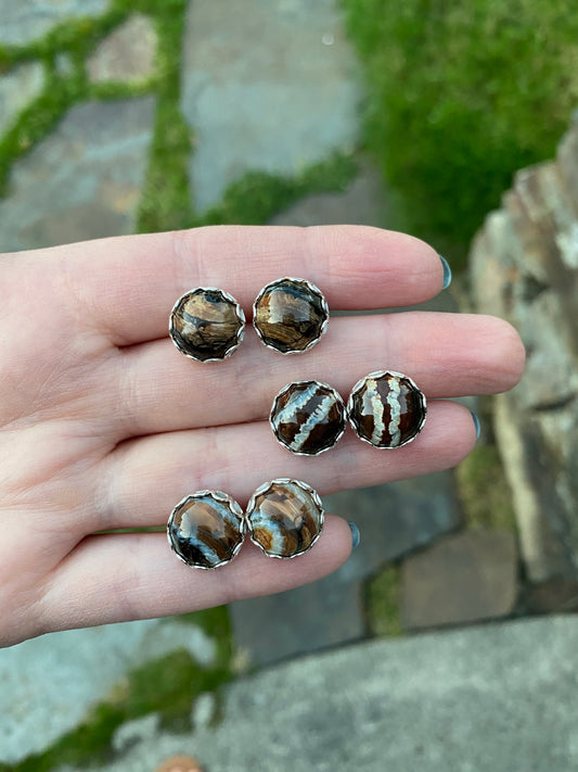 Open Petals Mammoth Tooth Earrings