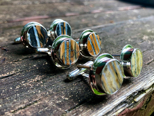 Round Flat Mammoth Tooth Cufflinks