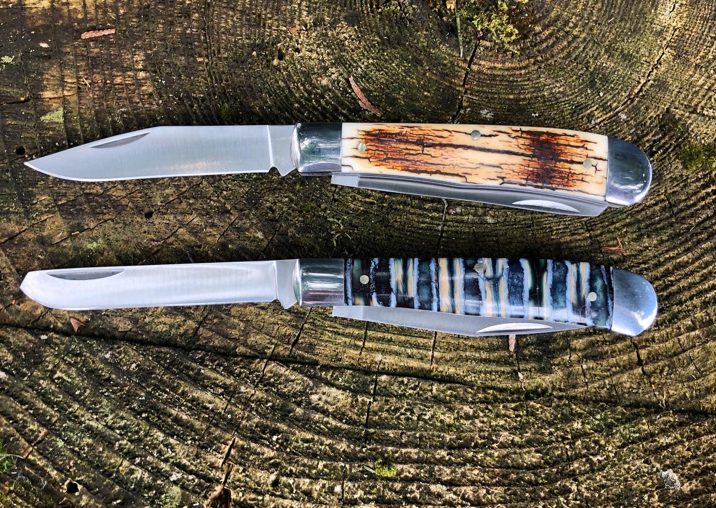Double Blade Mammoth Tooth Trapper Pocket Knife