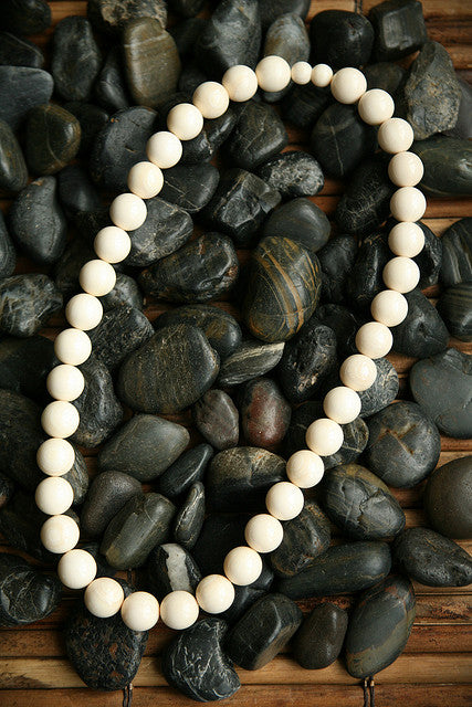 14mm Mammoth Ivory Round Bead Necklace