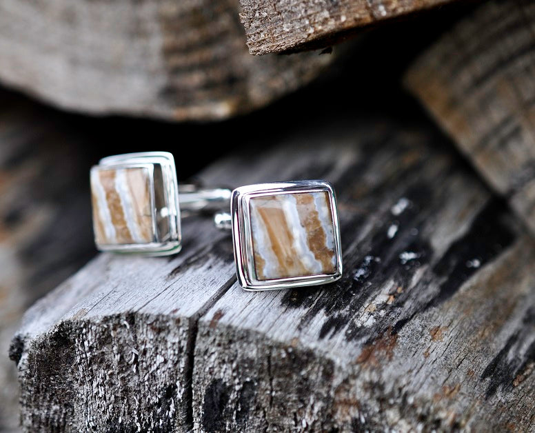 Square Domed Mammoth Tooth Cufflinks